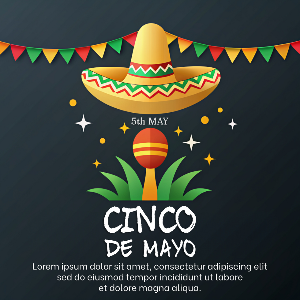 A colorful image of a sombrero Cinco de mayo psd