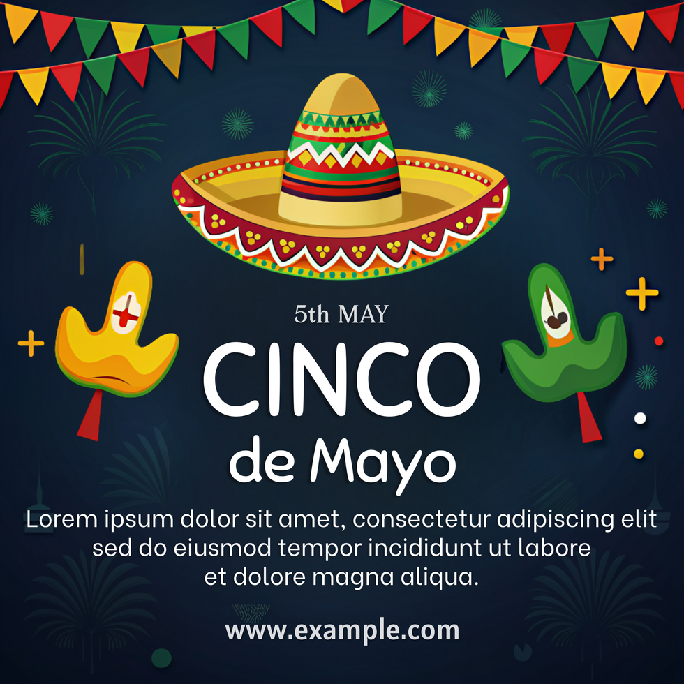 A Cinco de Mayo poster with a hat on top of a green tree psd