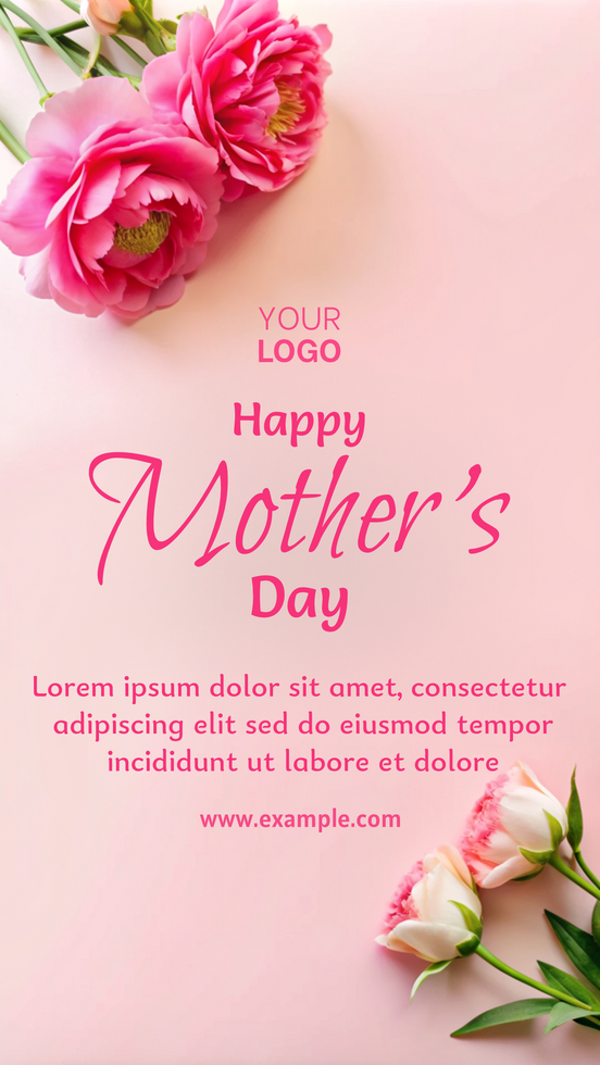 A pink poster with flowers and the words Happy Mother's Day psd