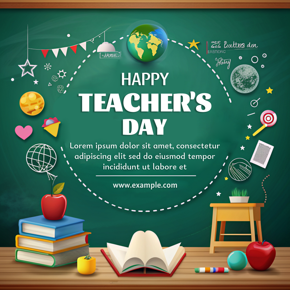 A green poster with a green background and a green chalkboard psd