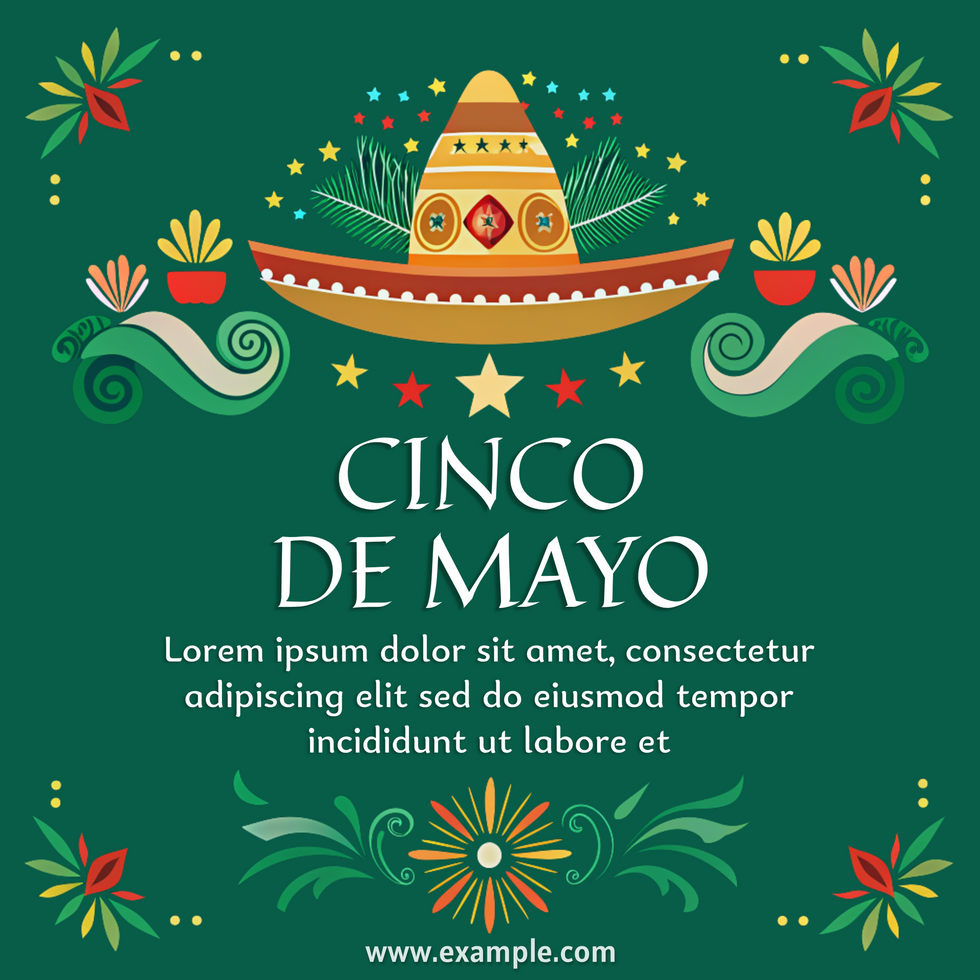 A green background with a hat and stars on it cinco de mayo psd