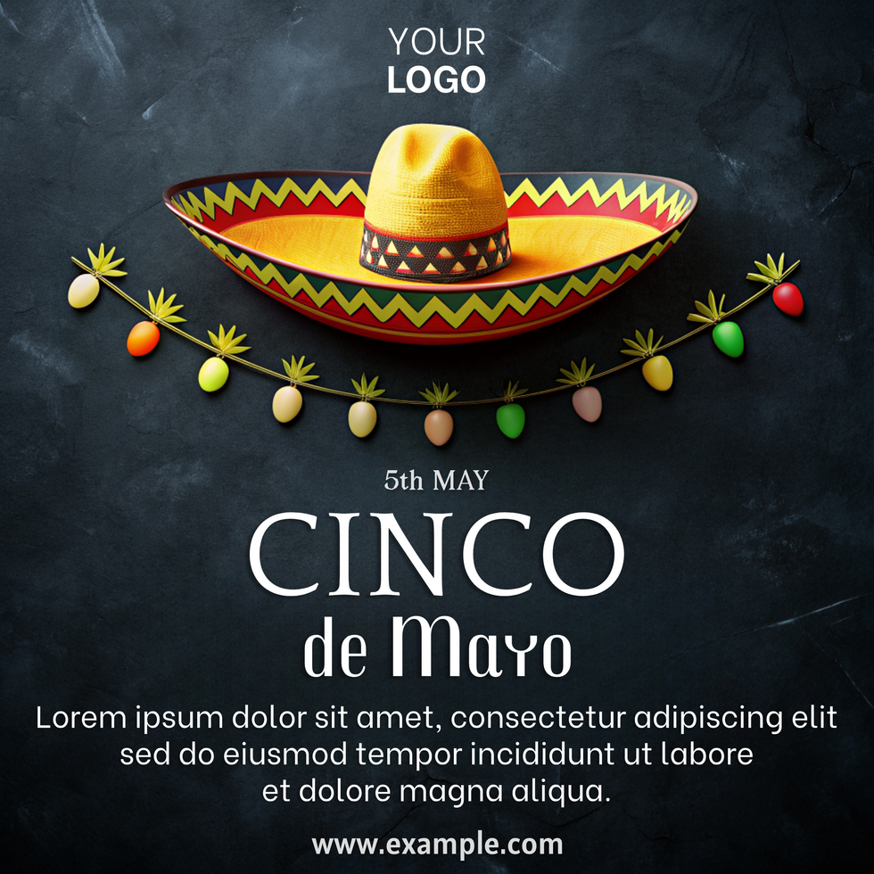 A colorful image of a sombrero cinco de mayo psd