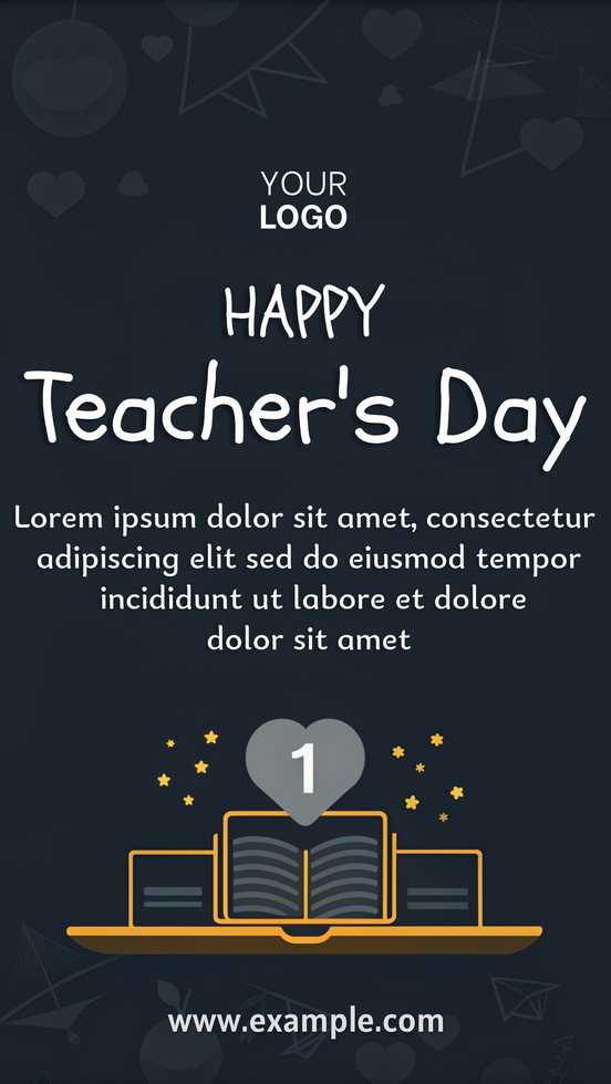 A poster for Teacher's Day with a heart and books on it psd