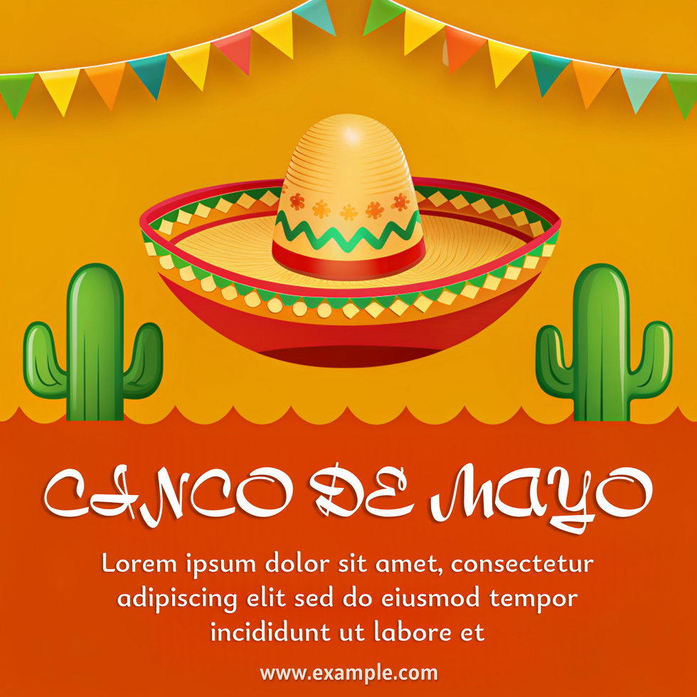 un vistoso póster con un sombrero y cactus en eso psd