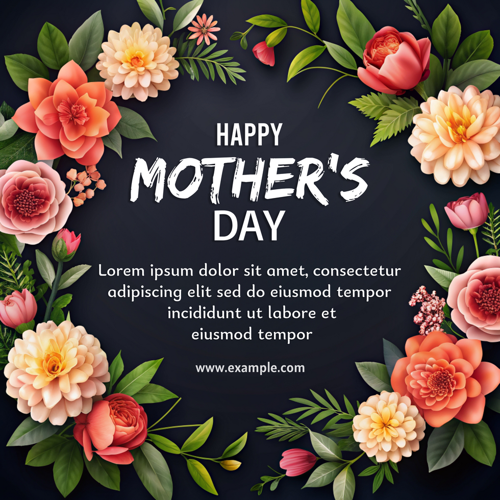 A colorful flowery design with the words Happy Mother's Day psd