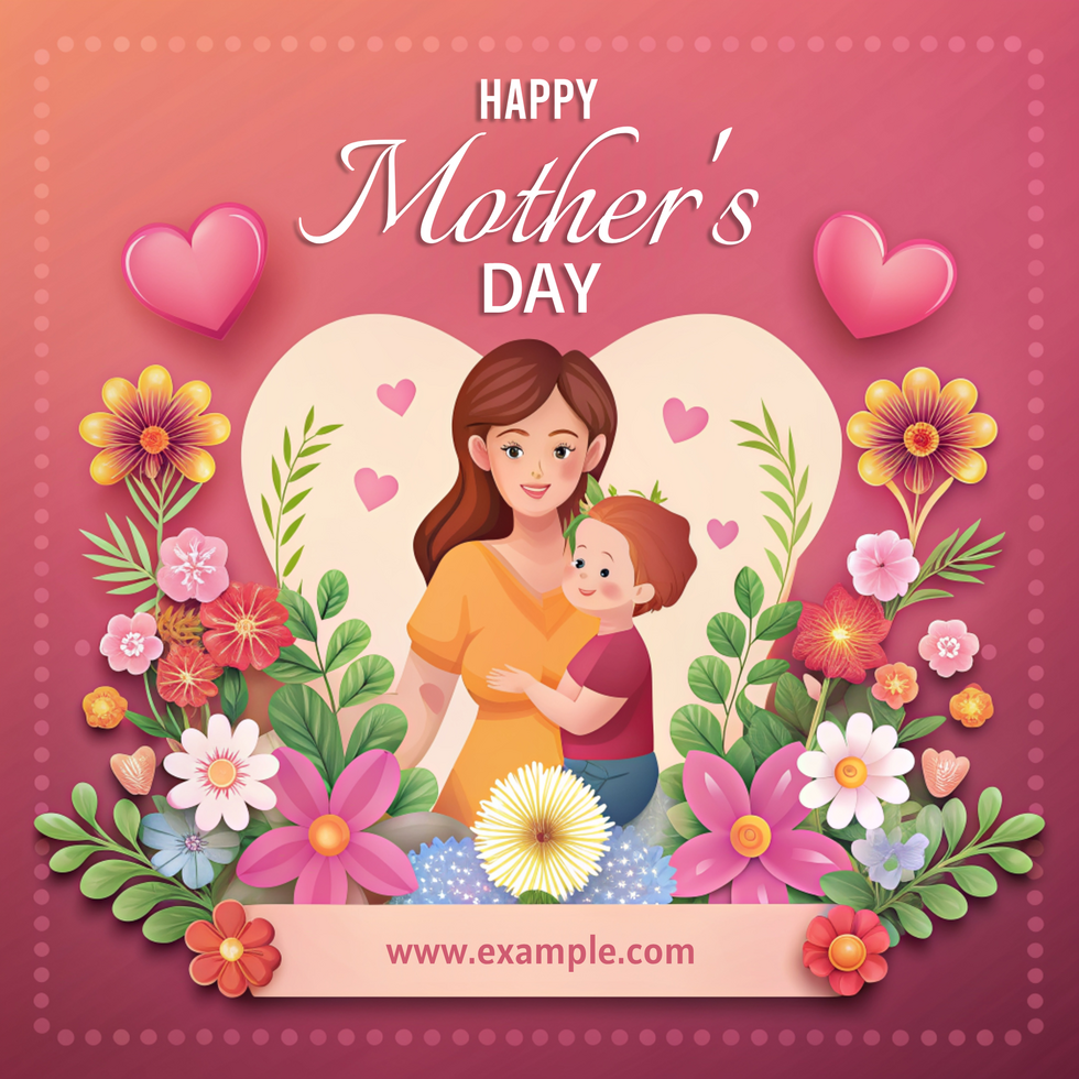 A woman and a child are holding hands and smiling mother's day psd