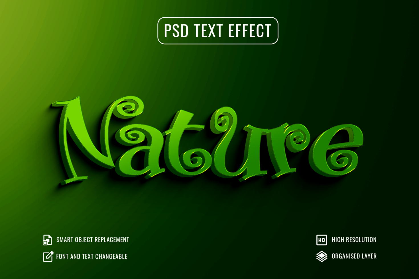 natur 3d text effekt på grön bakgrund psd