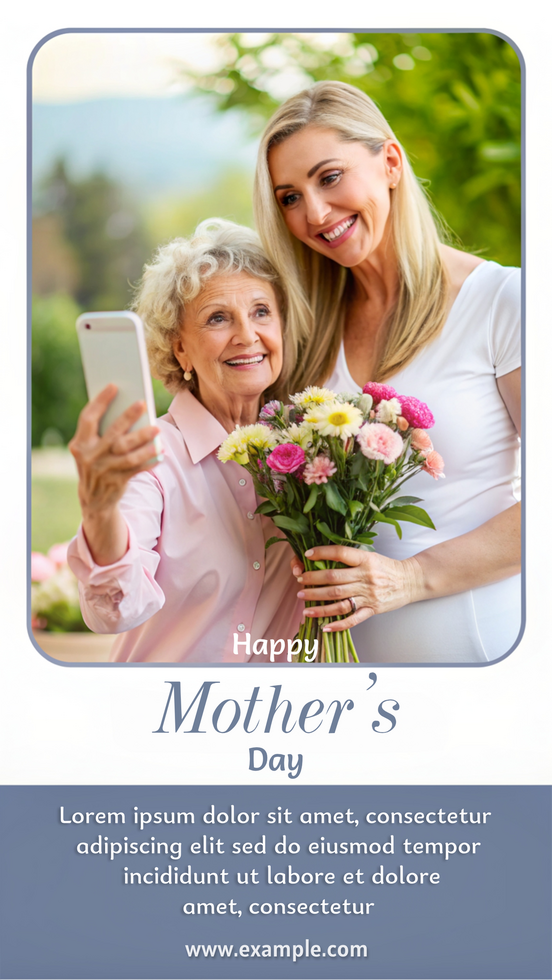 A woman is taking a picture of a woman holding flowers psd