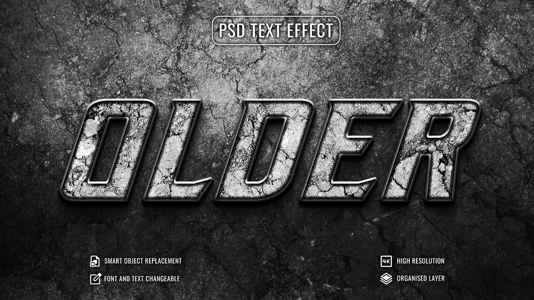 rustic text effect mockup on a grungy background psd