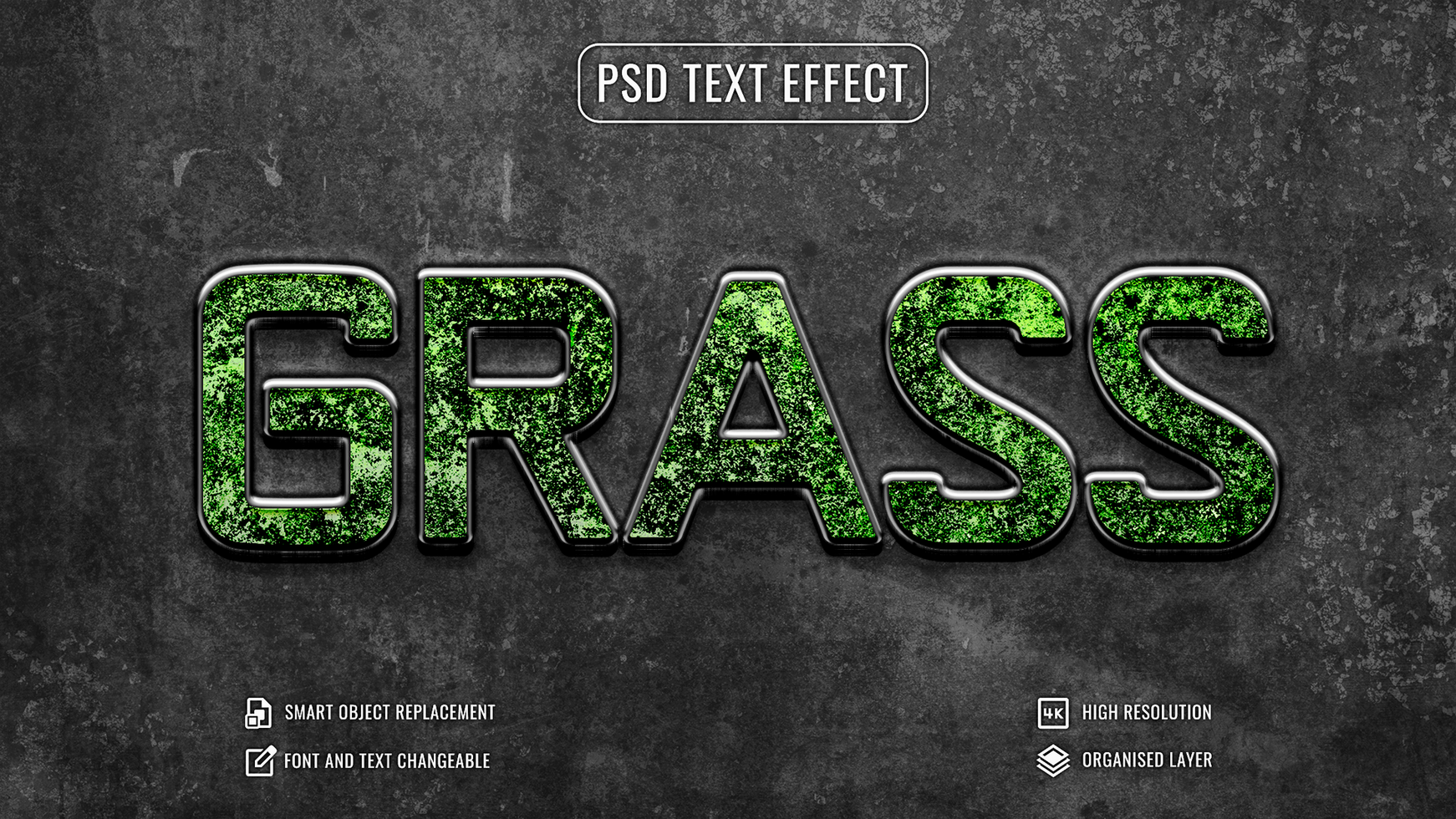 antique texte effet avec vert herbe psd