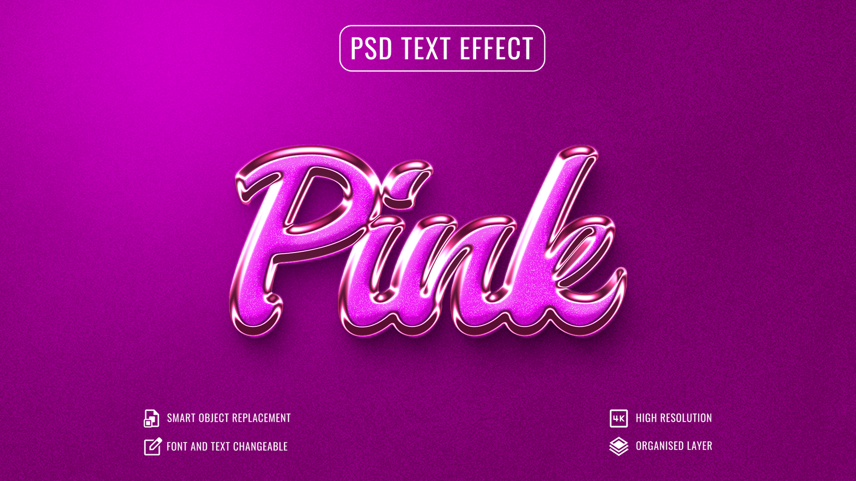 brillant 3d rose texte effet psd