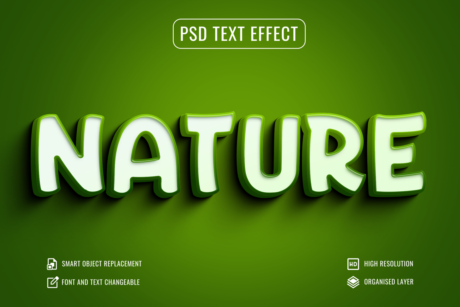 3d nature title text effect on green background psd