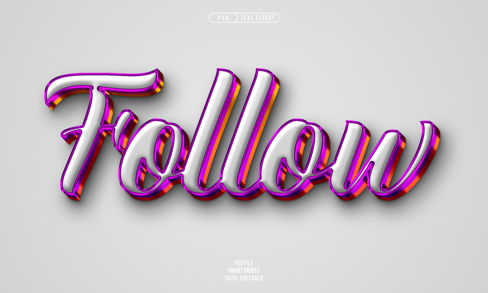 Follow 3D editable text effect psd