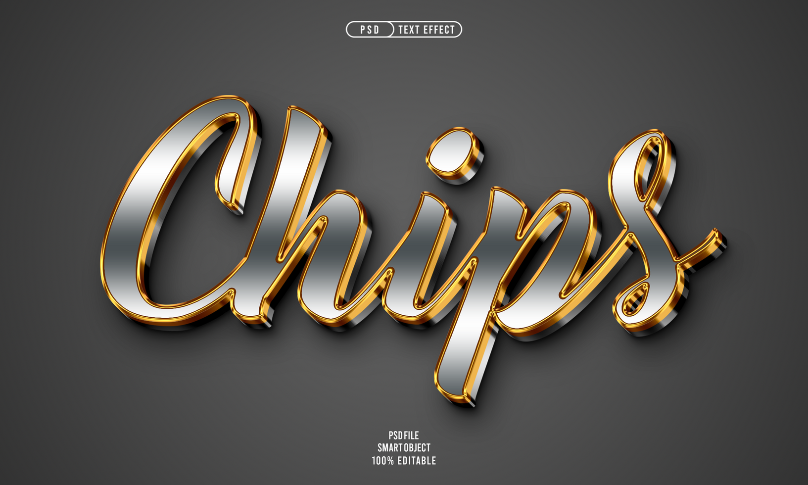 Chips 3D editable text effect psd