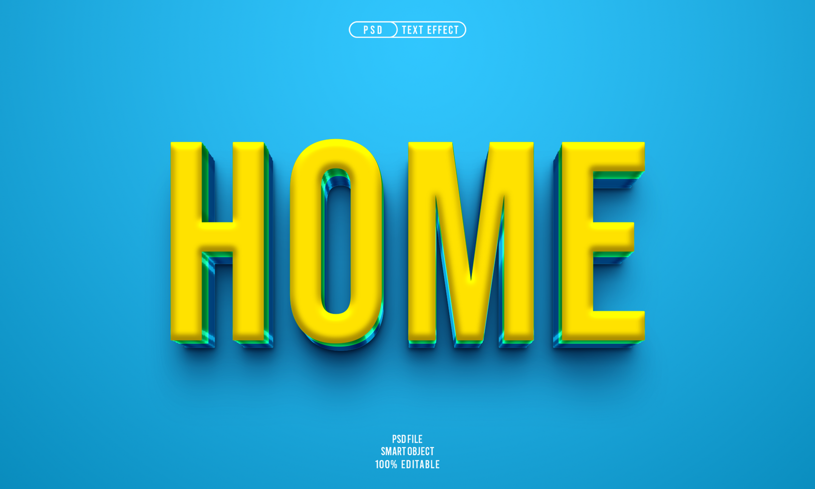 Home 3D editable text effect psd