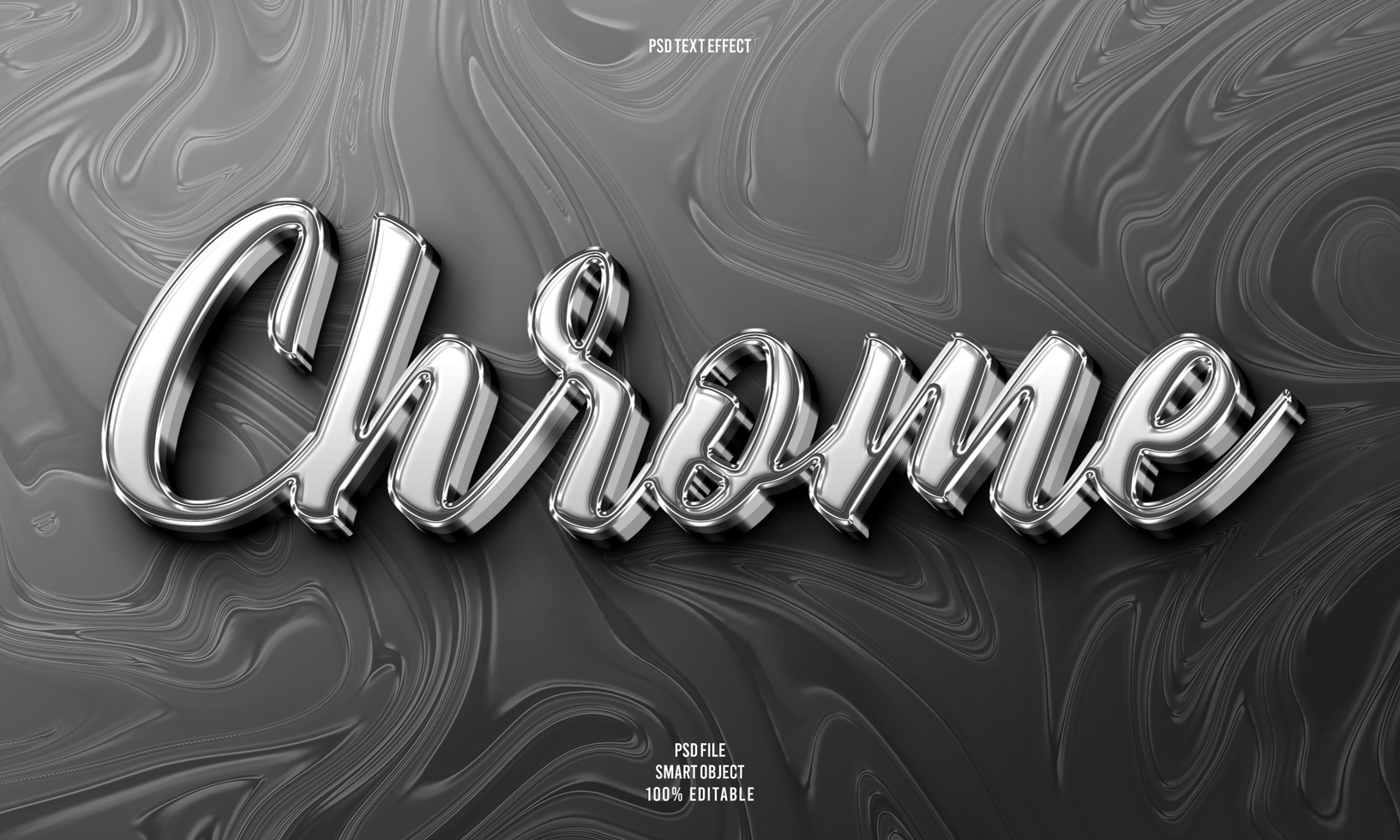 Chrome 3D editable text effect psd