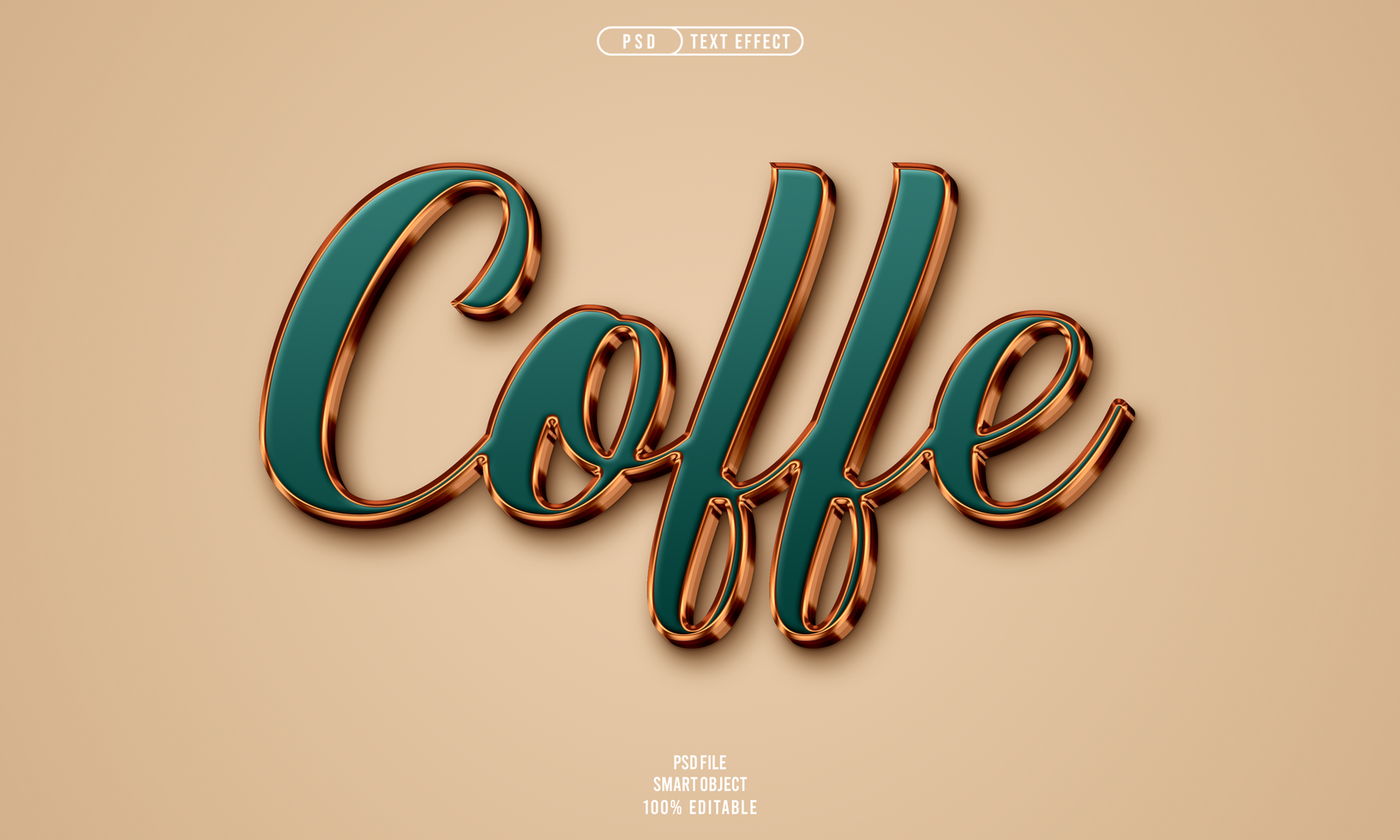 Coffe 3D editable text effect psd