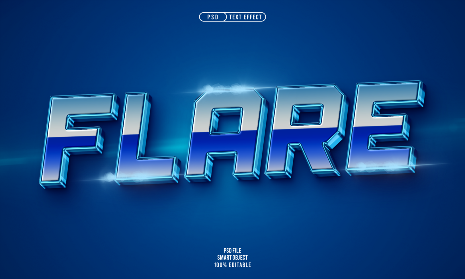 Flare 3D editable text effect psd