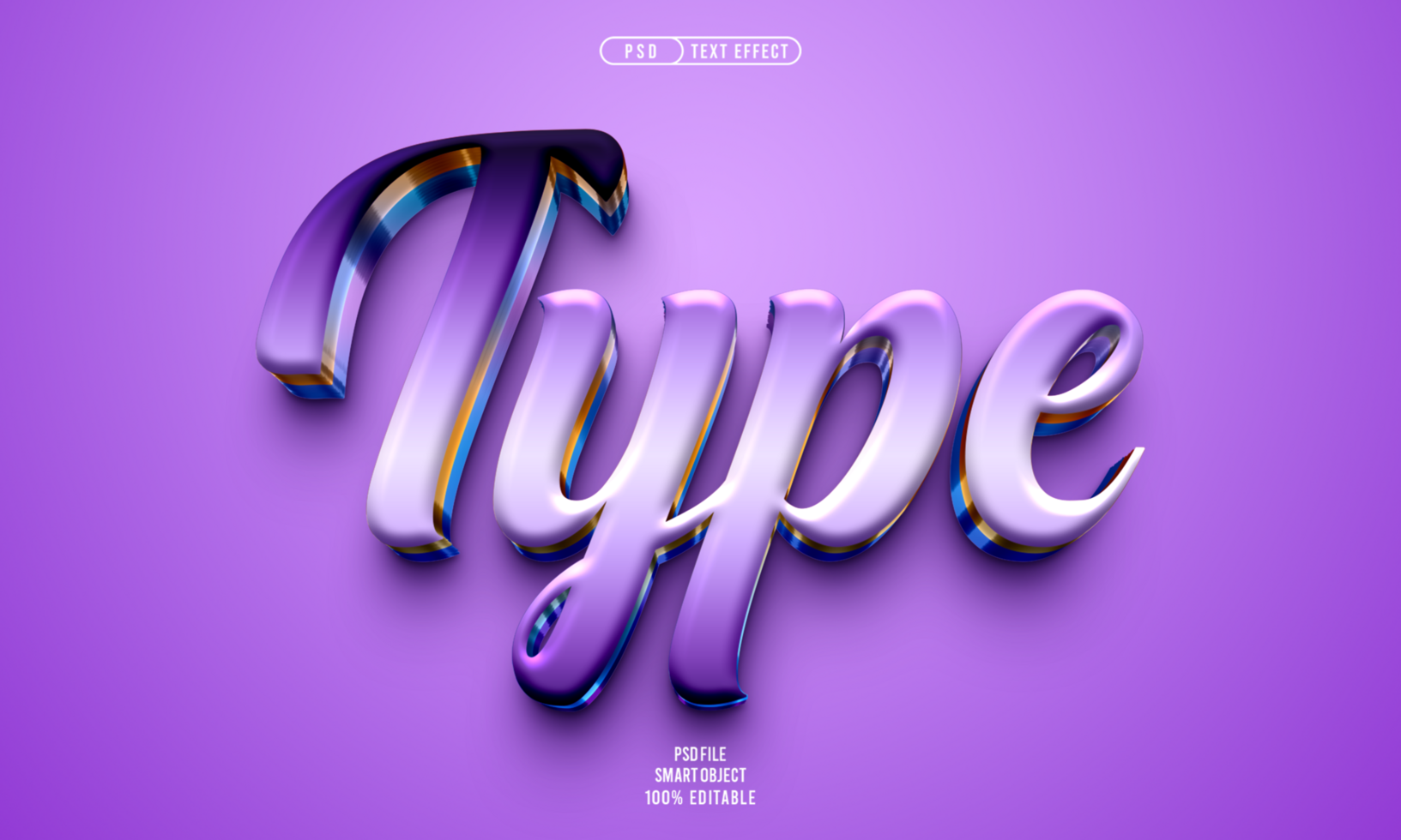Type 3D editable text effect psd