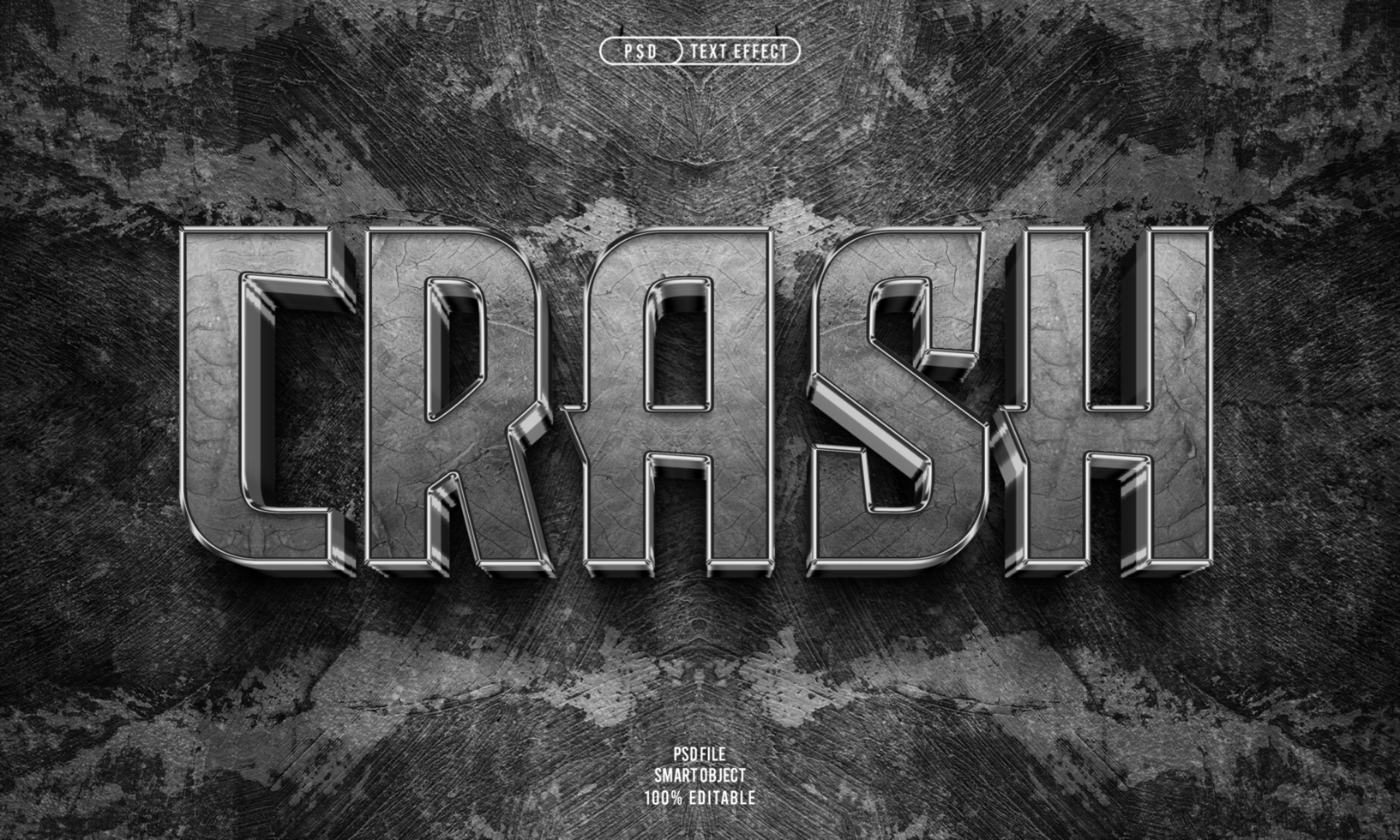 Crash 3D editable text effect psd