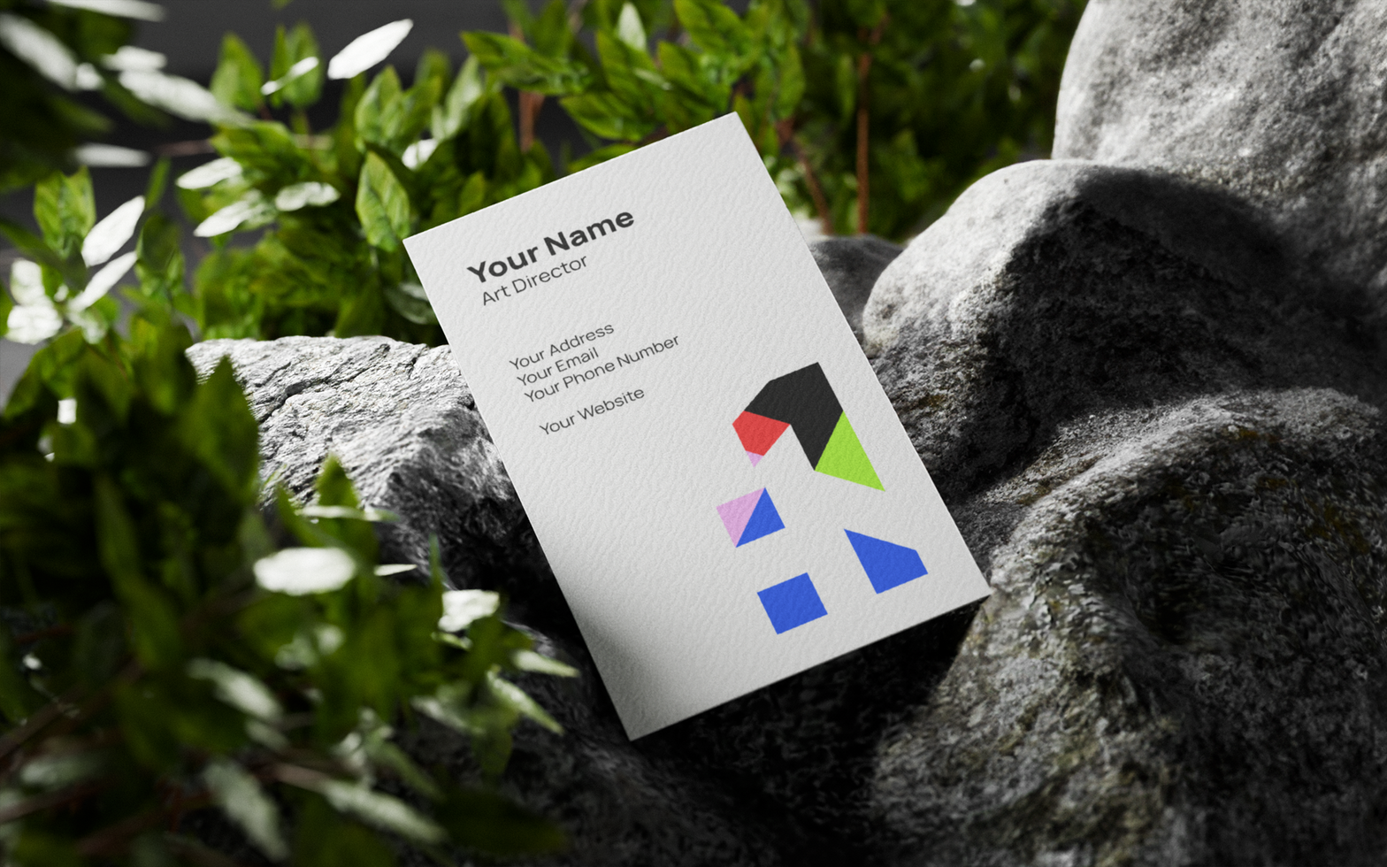 Vertical Business Card Mockup on a Rock psd