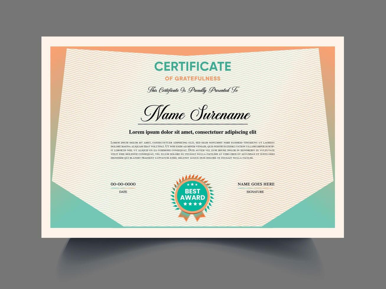 Professional Certificate of appreciation template design sample, elegant blue, gold, garden diploma certificate clean modern certificate. Certificate border template with luxury illustration vector