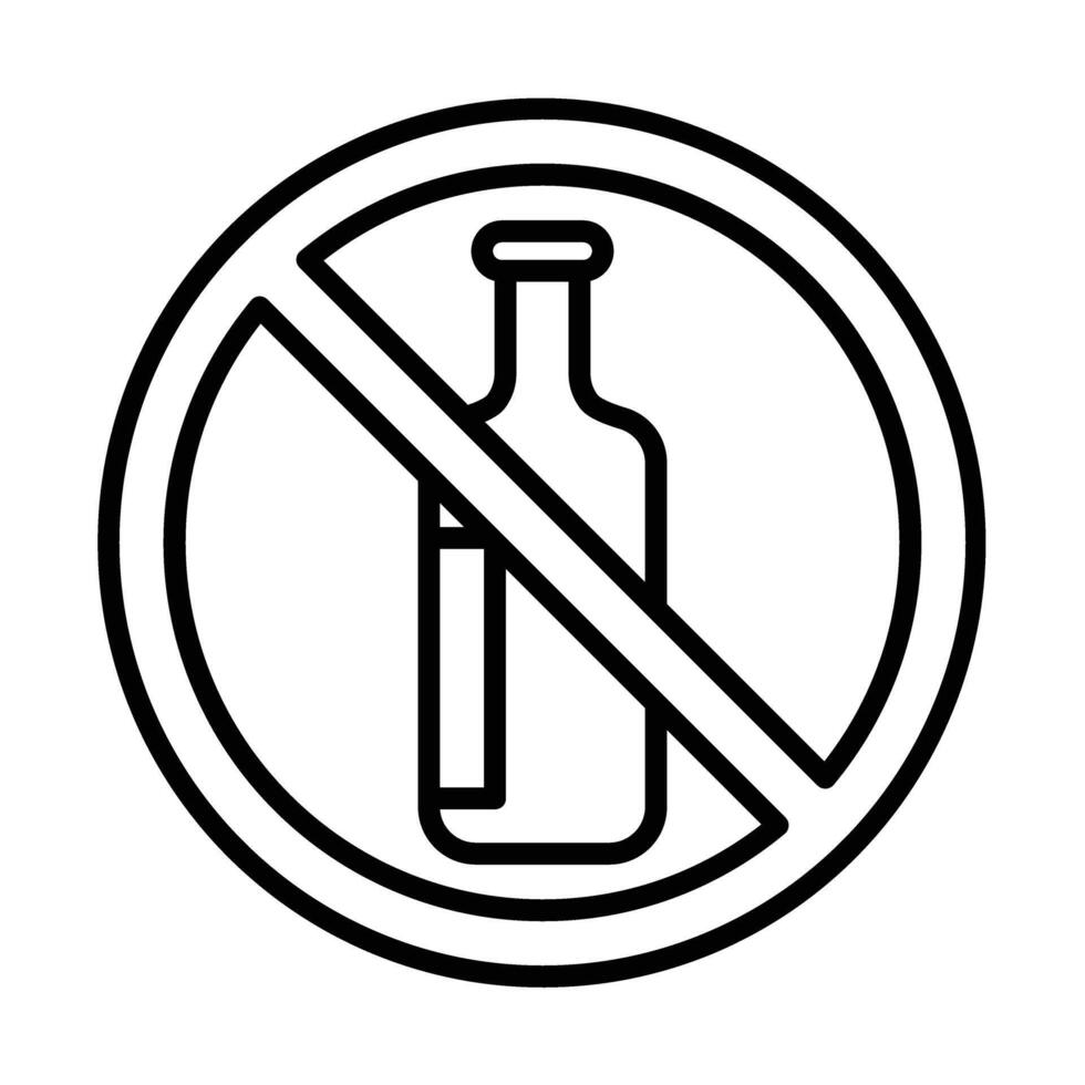No bebidas línea icono diseño vector