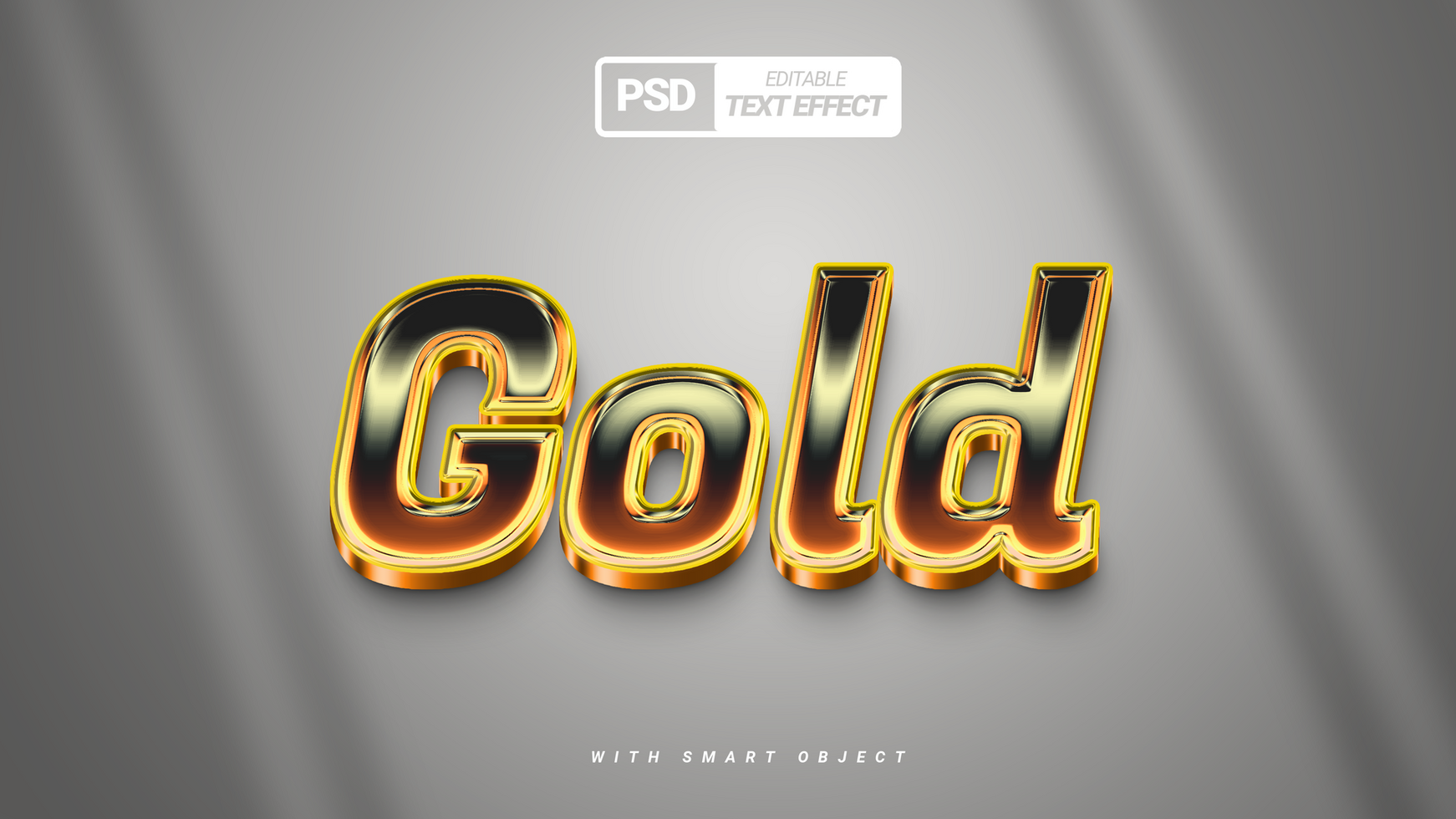 3d text effect silver golden shiny template design psd