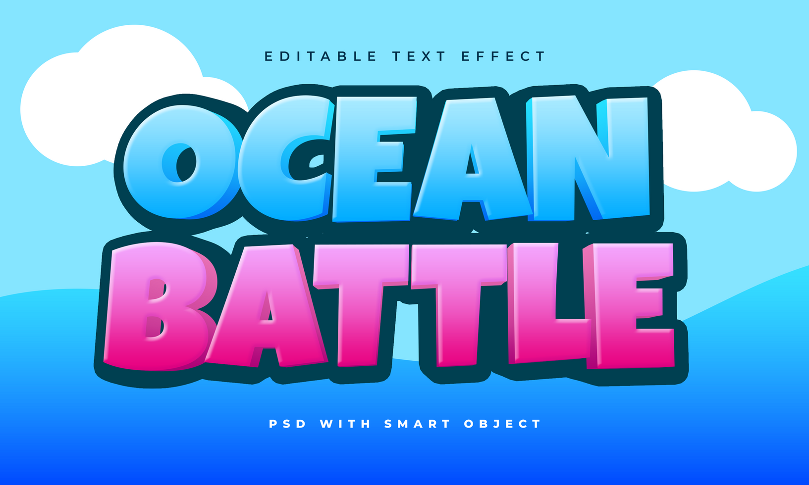 oceano texto efeito psd