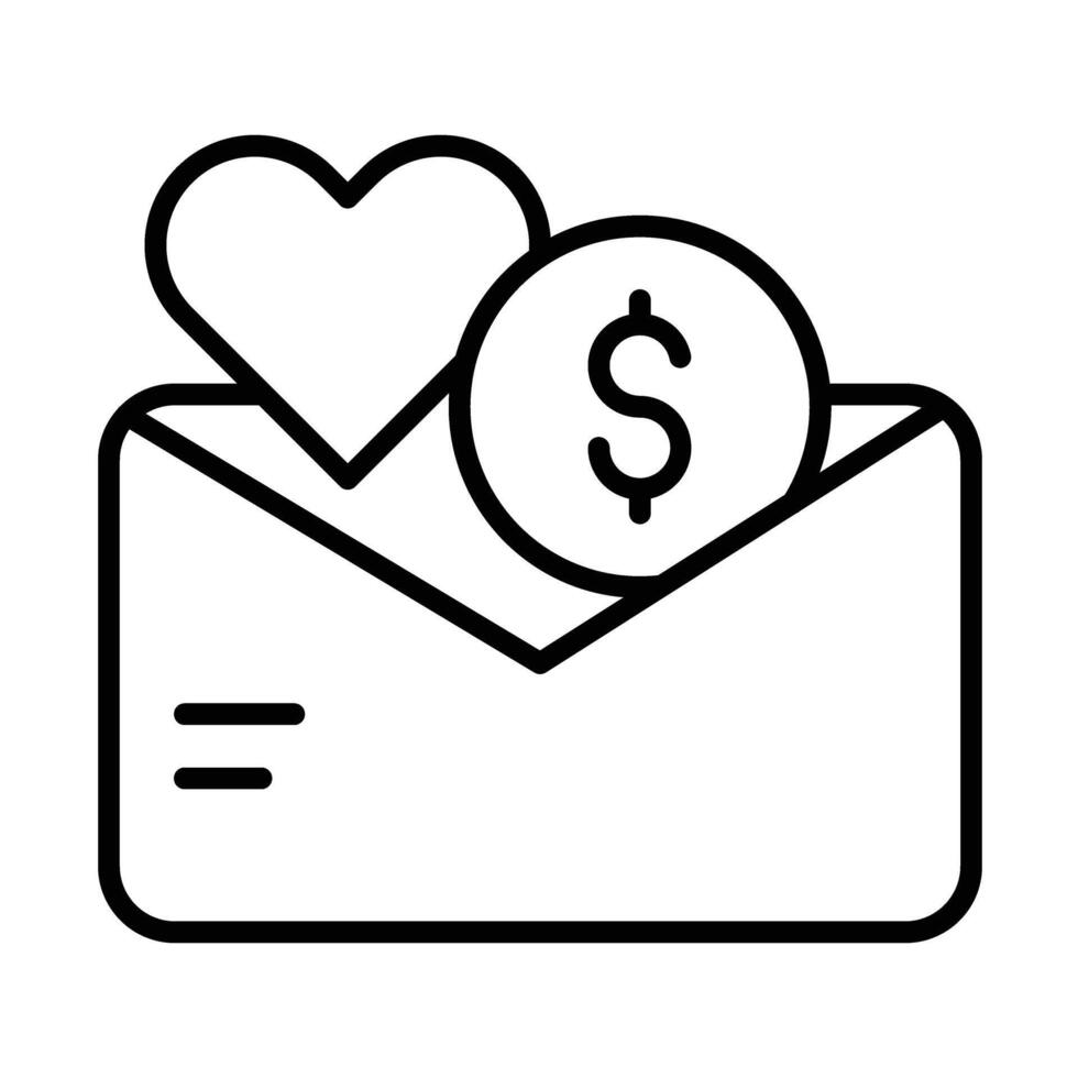 Donation Envelope Line Icon Design vector