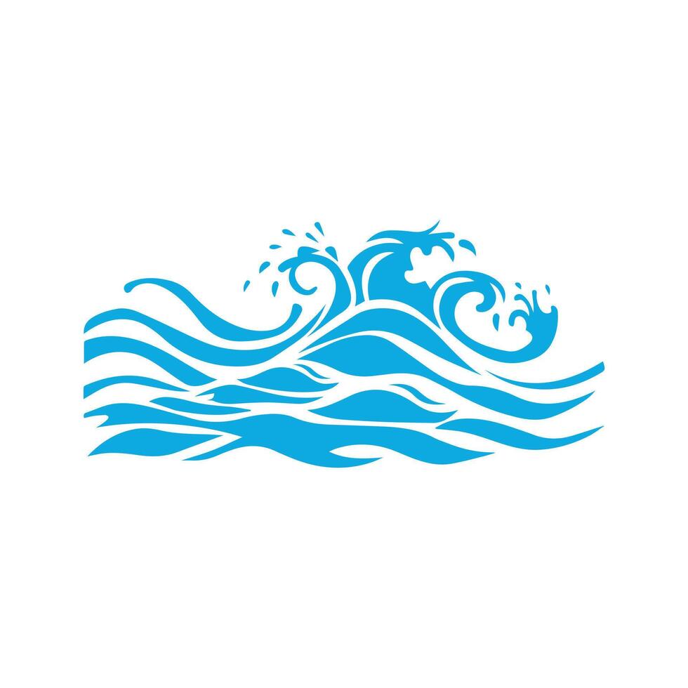 Blue sea waves icon on a white background. illustration design. vector