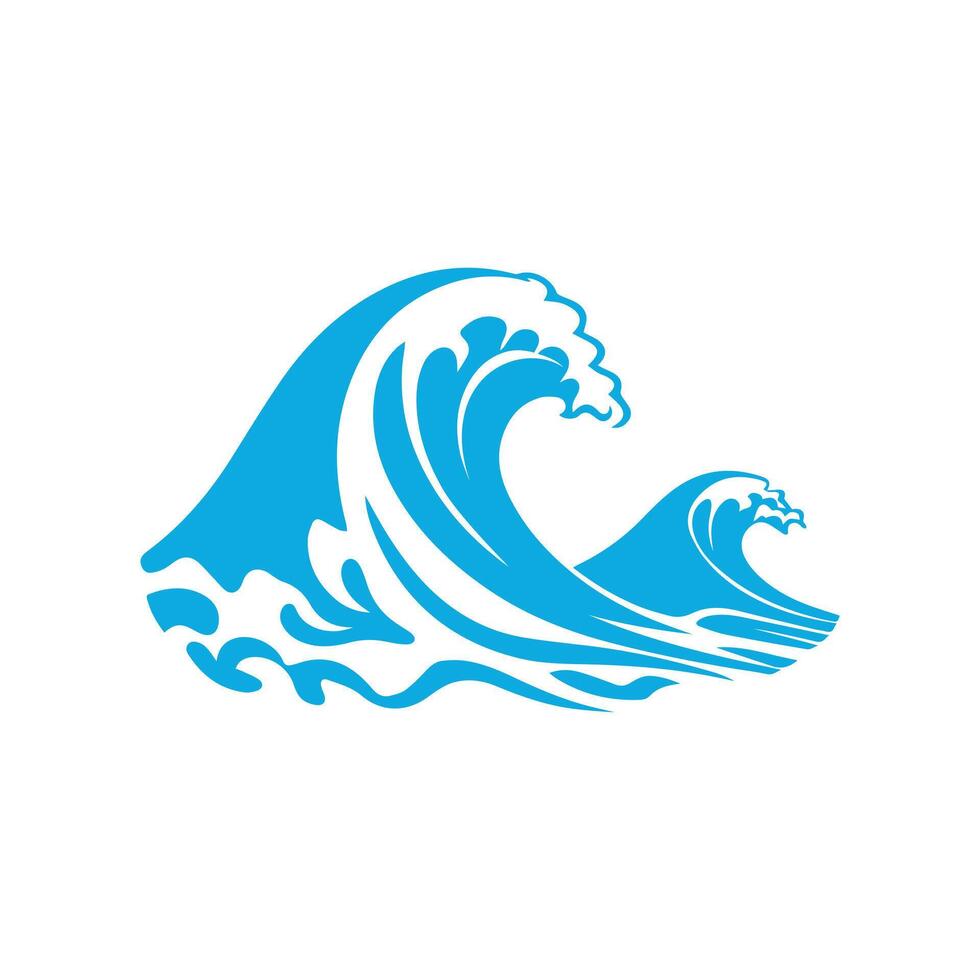 Blue sea waves icon on a white background. illustration design. vector