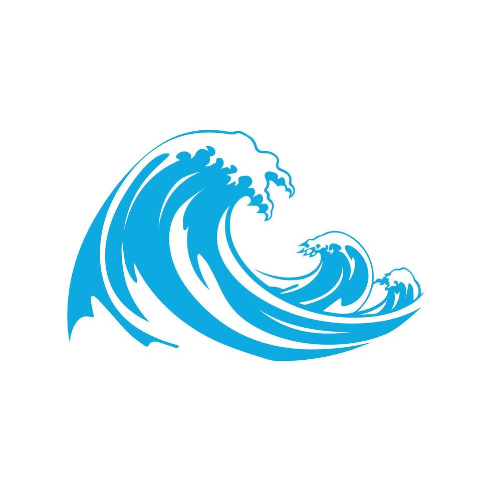 Blue sea waves icon on a white background. illustration design. vector