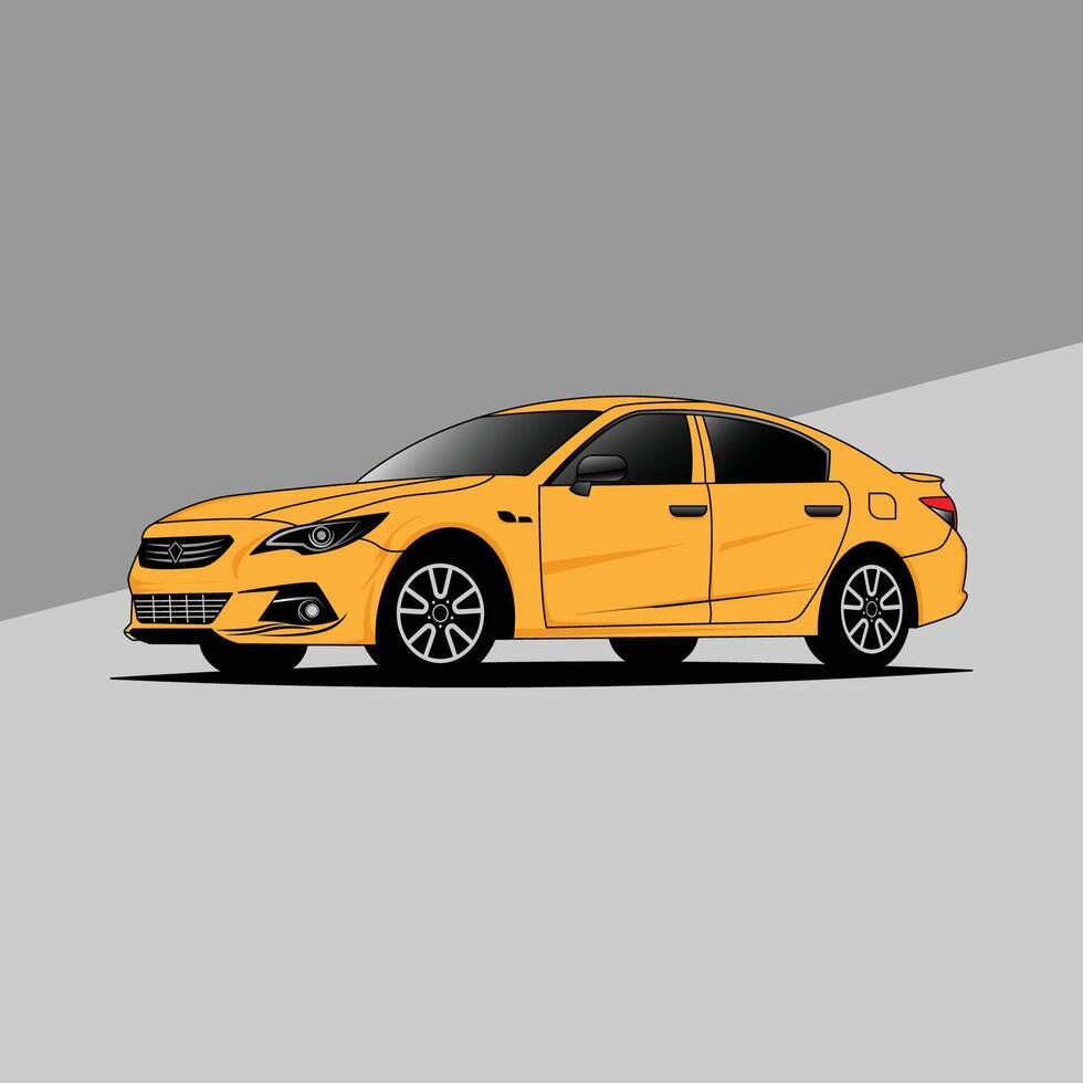 illustration of a sedan car with a trendy yellow color vector