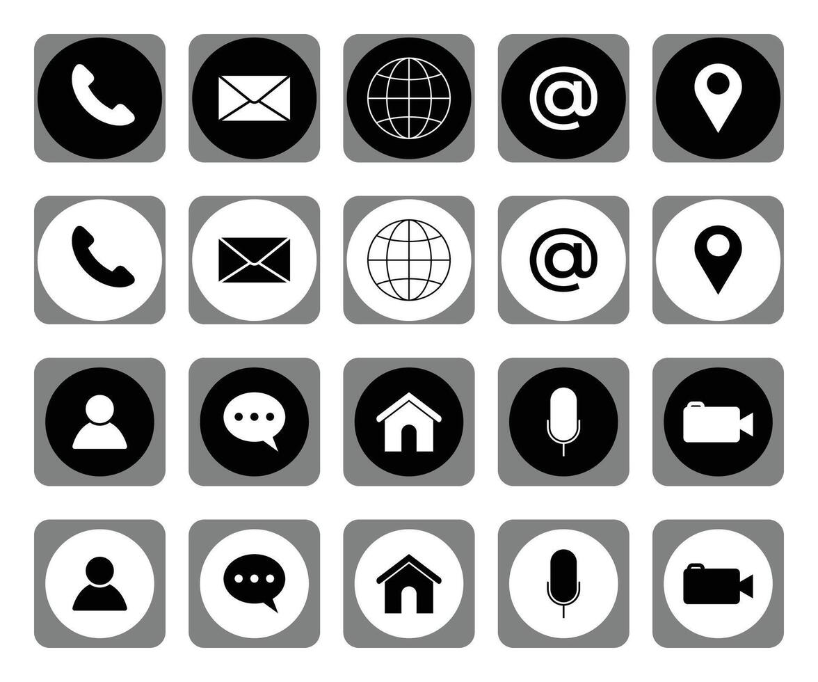 Web contact and communication icons and contact information icons vector