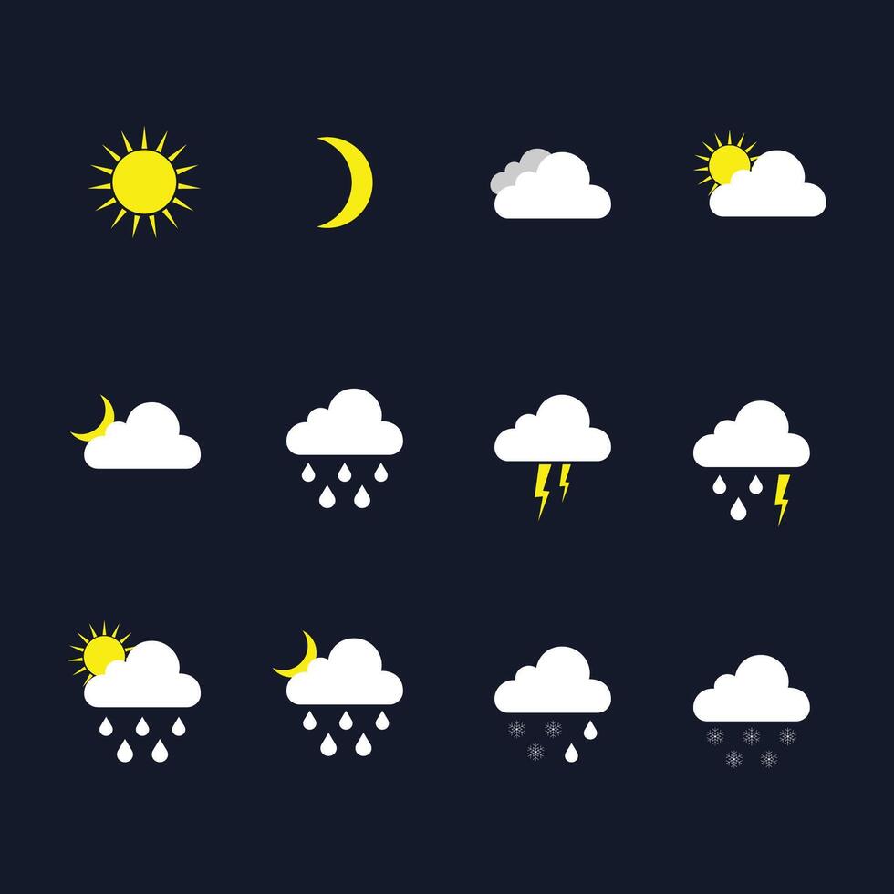 conjunto de pronóstico clima íconos plano vector