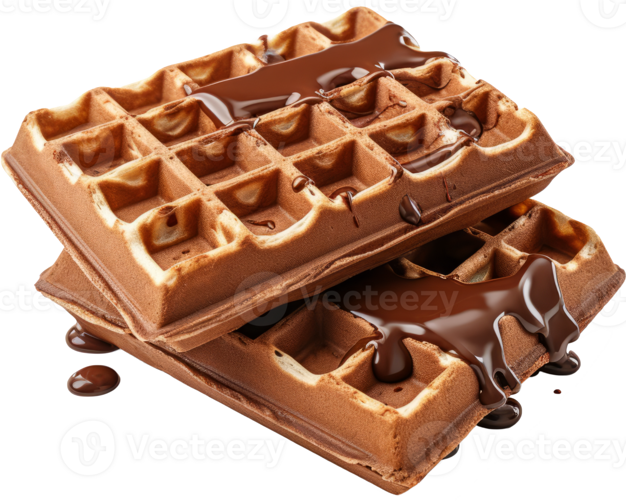 waffle with chocolate isolated on transparent background png