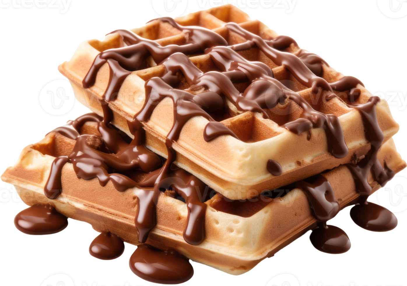 waffle with chocolate isolated on transparent background png