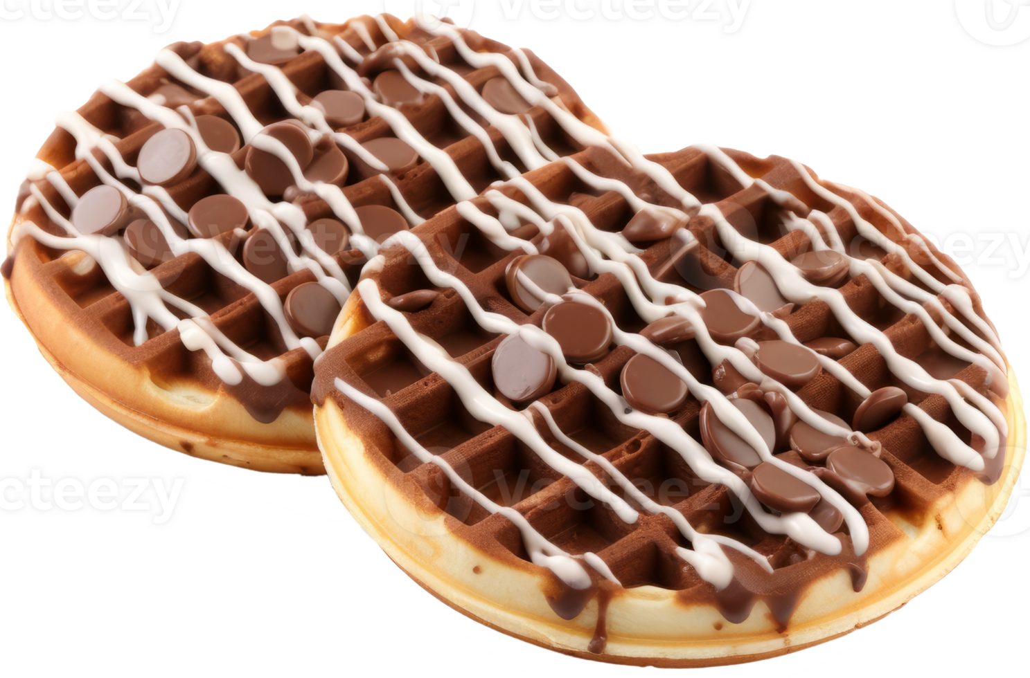 waffle with chocolate isolated on transparent background png