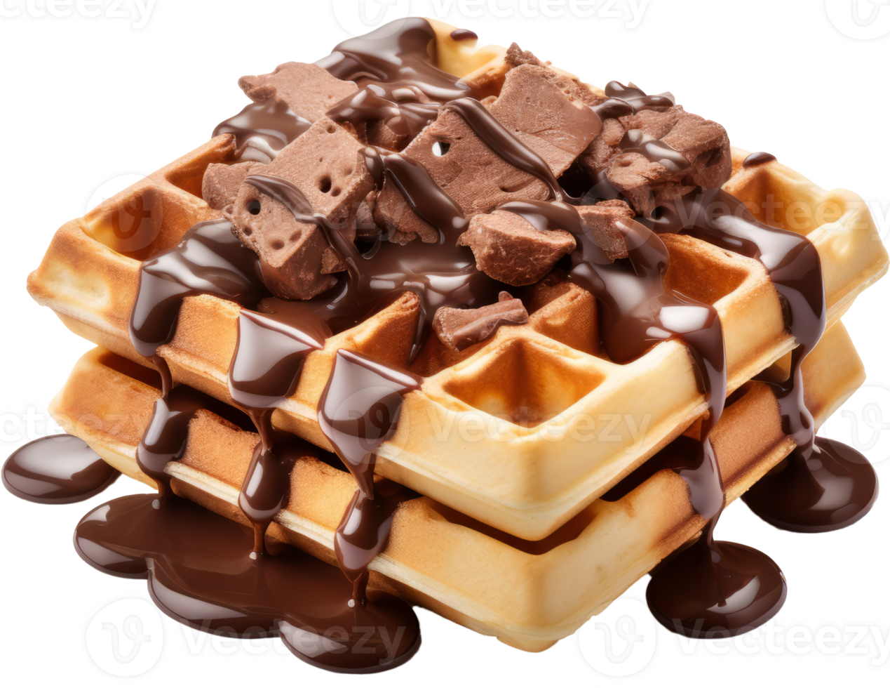 waffle with chocolate isolated on transparent background png