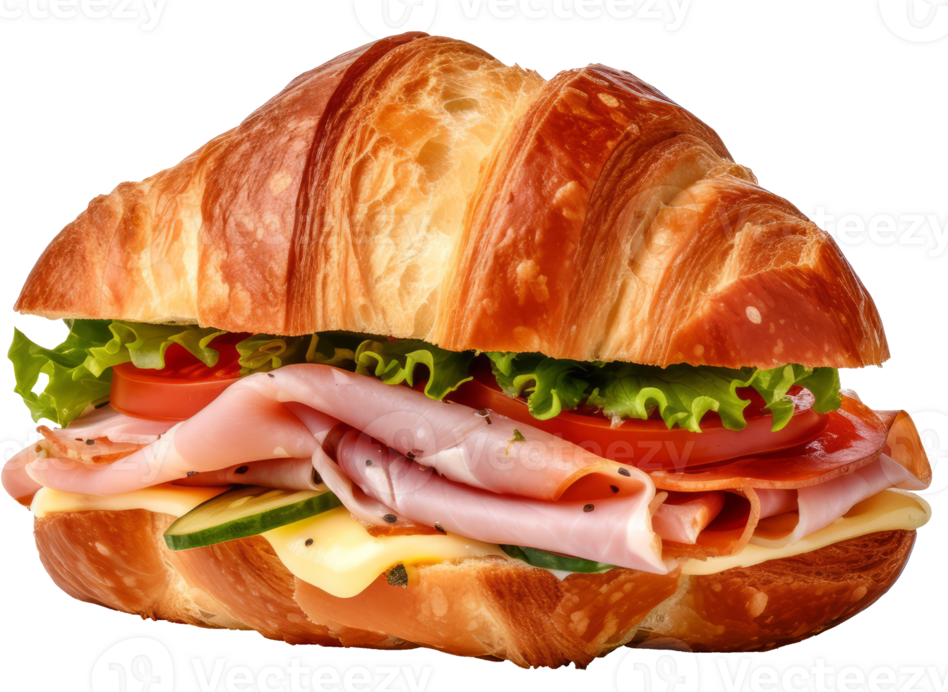 croissant sanwich isolated on transparent background png