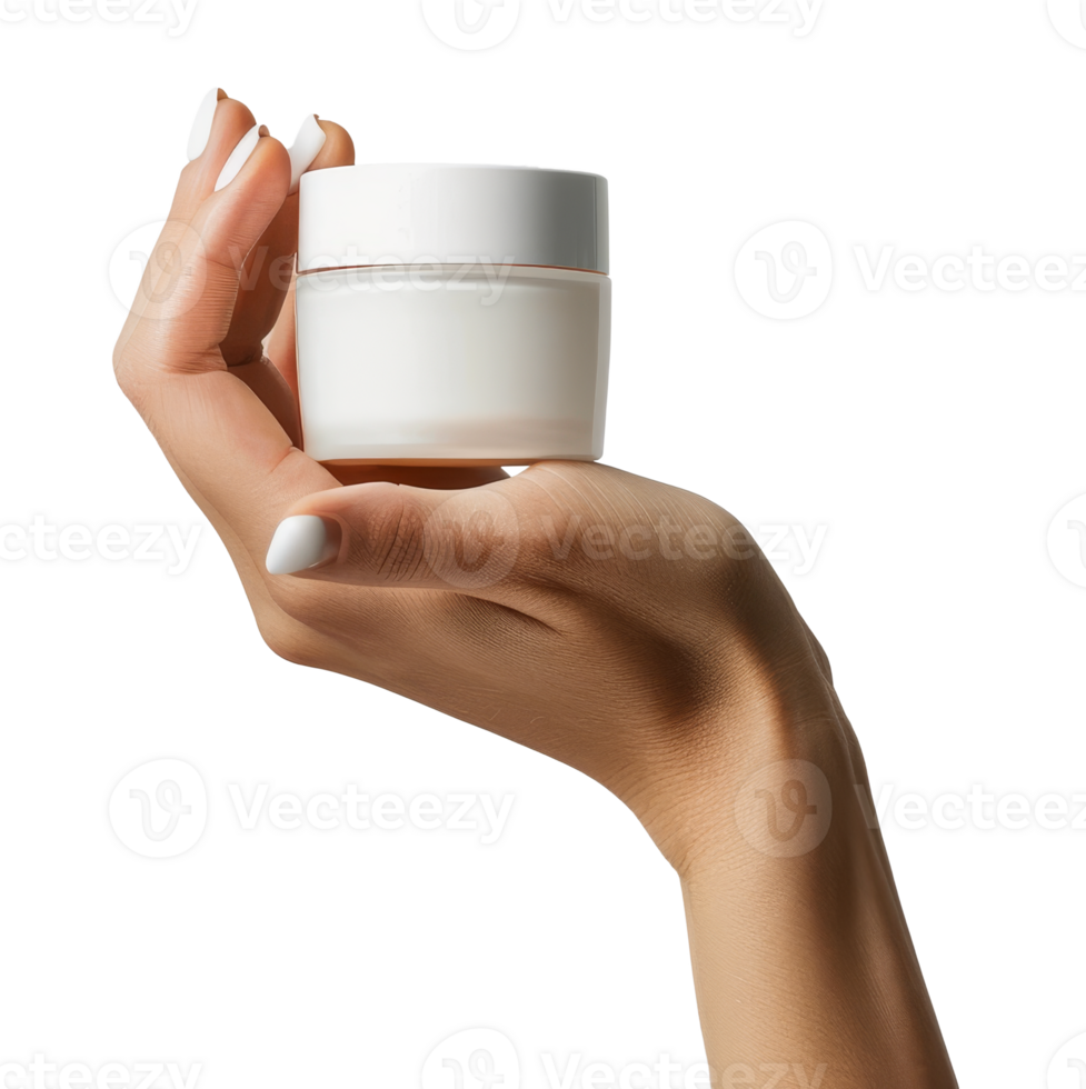 hands holding skincare cream isolated on transparent background png