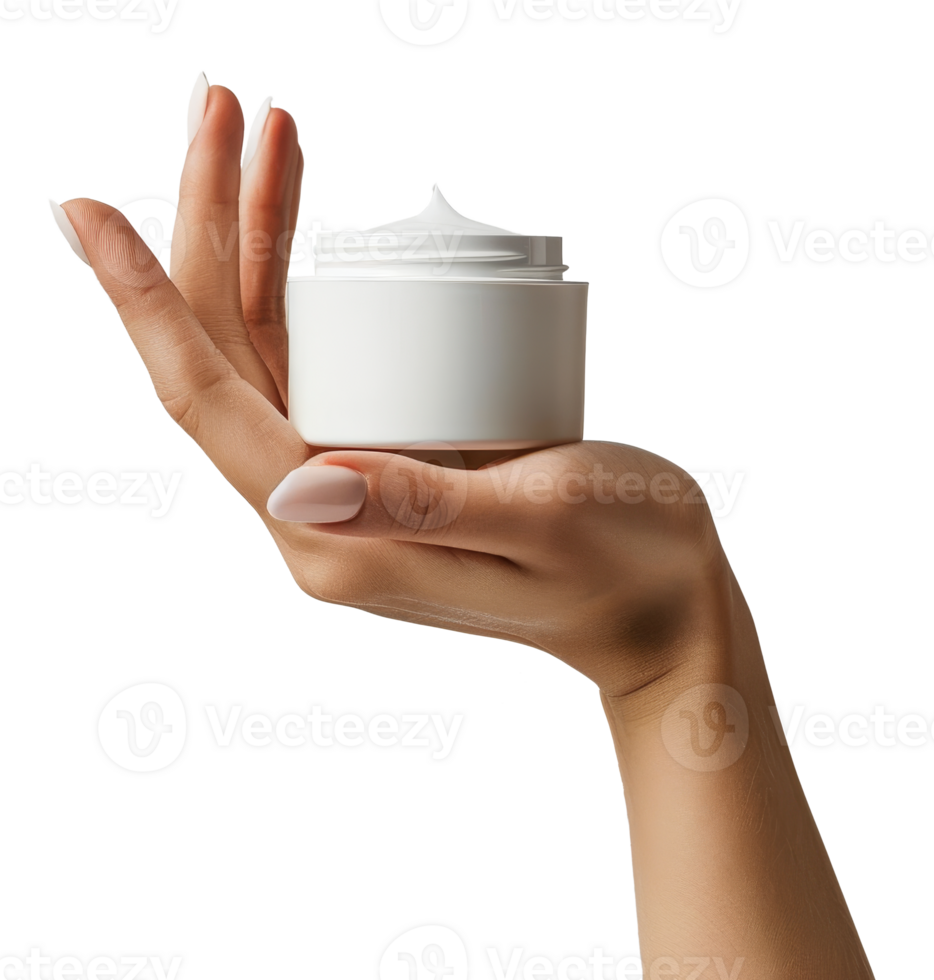 hands holding skincare cream isolated on transparent background png