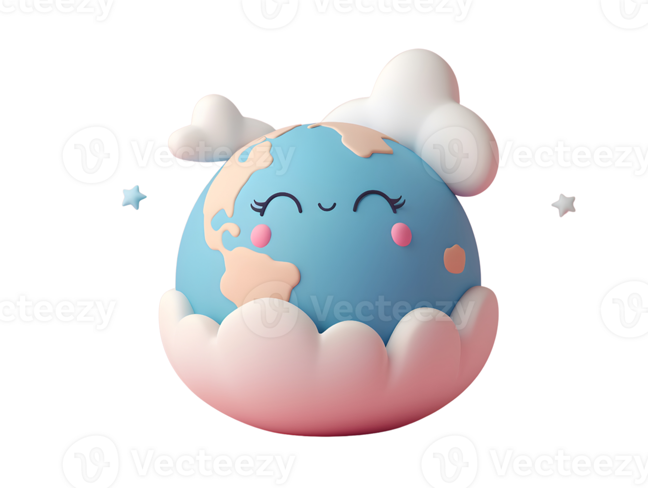 3d character of beautiful earth covered in clouds png