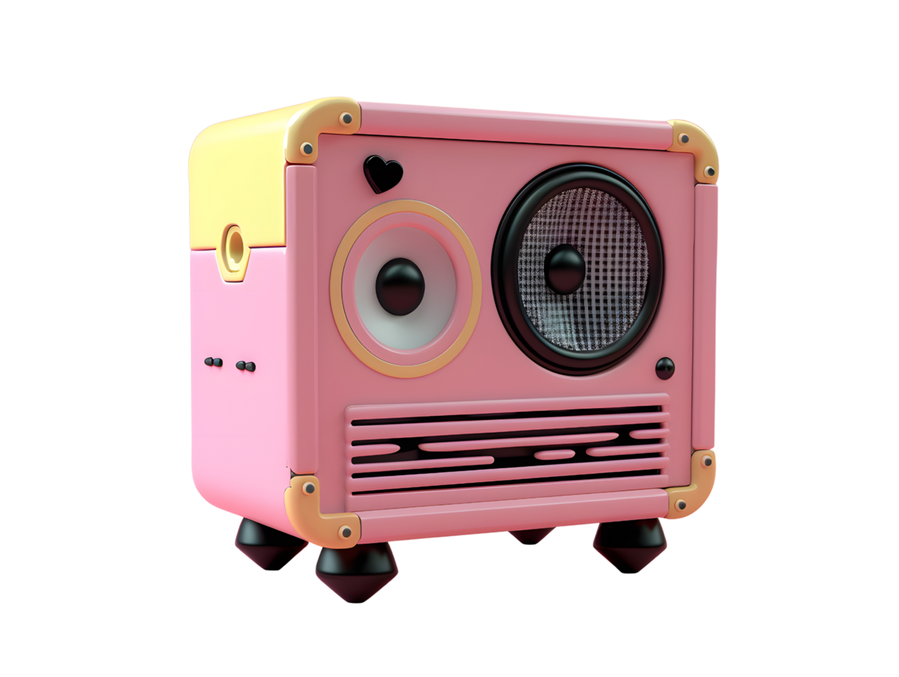 3d illustratie van roze audio speler spreker doos png