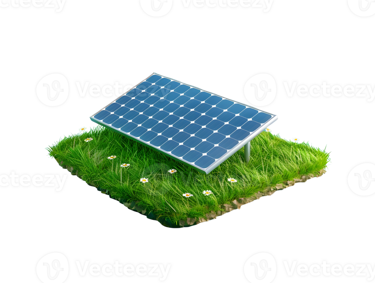 solaire panneaux sur herbe, isométrique 3d illustration png