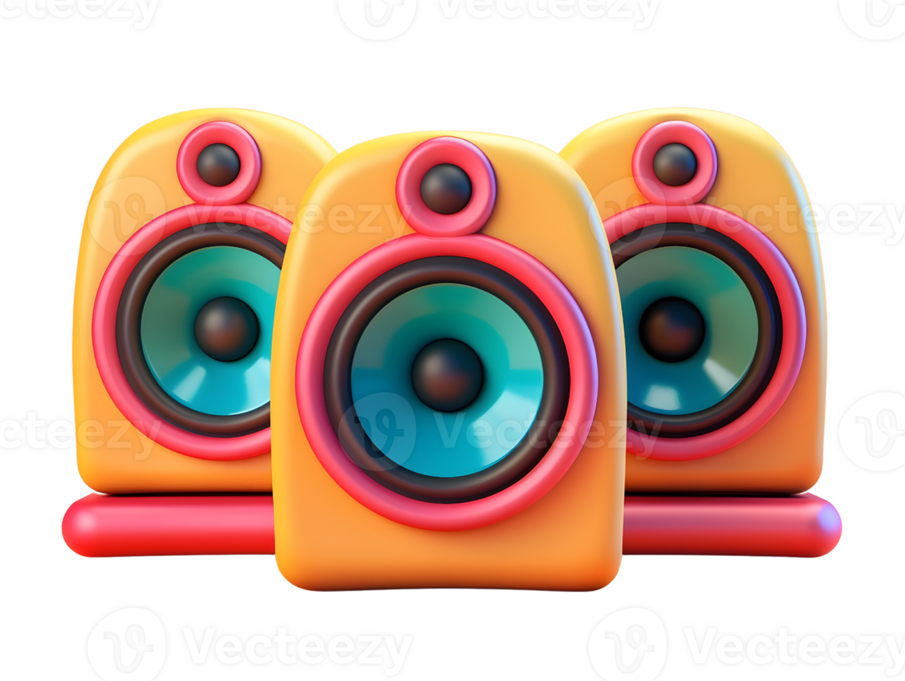 3d illustration of three speaker boxes png