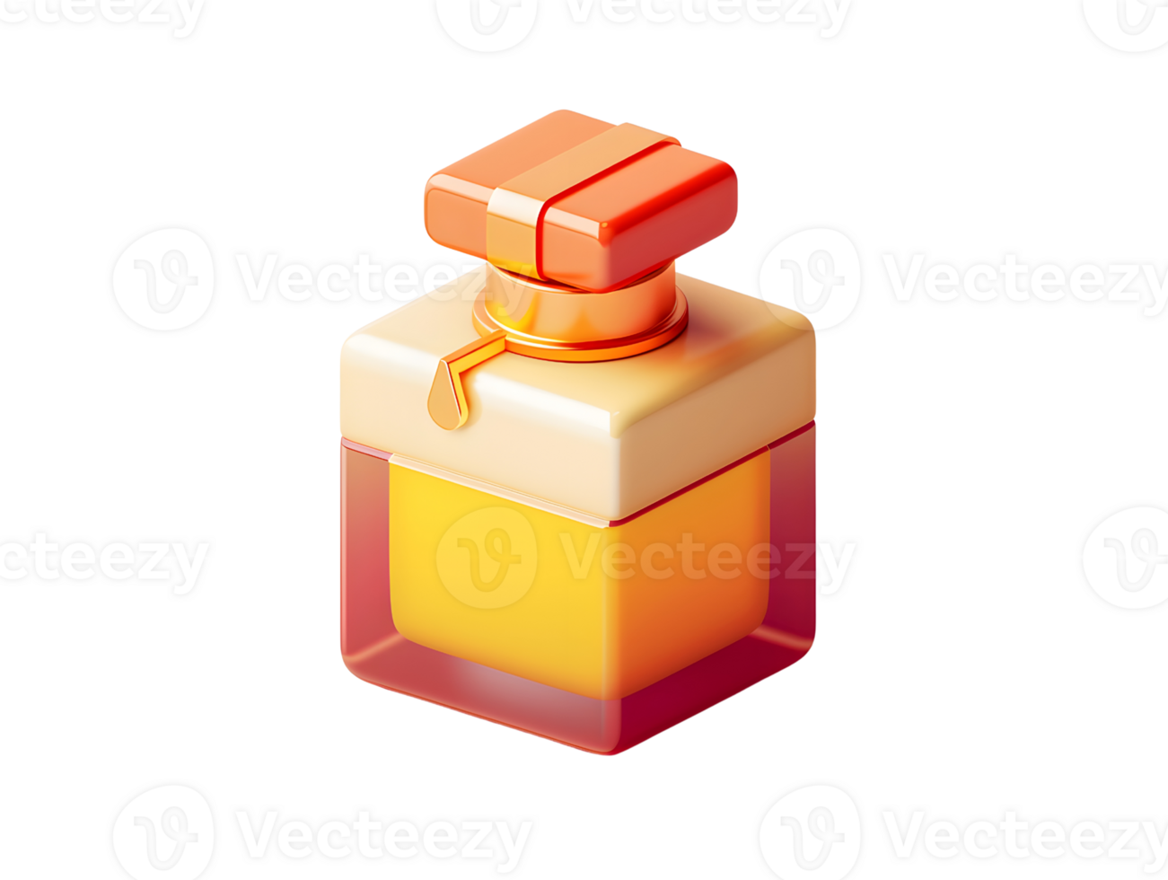 3D Transparent Perfume Bottle with Orange Cap png