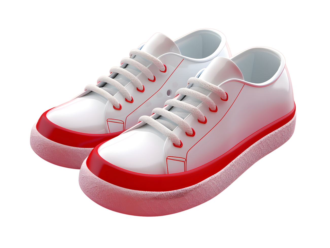 3d illustration of white sneaker with red lines png