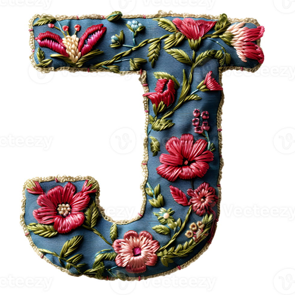 DIY Monogram Embroidery Letter J Design png